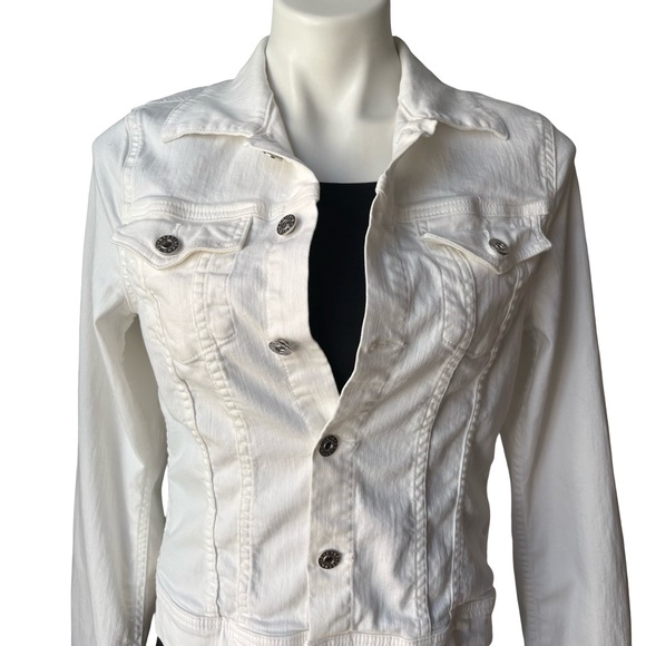 AG Adriana Goldschmied Robyn White Denim Jacket, Sz Lg - Picture 9 of 16